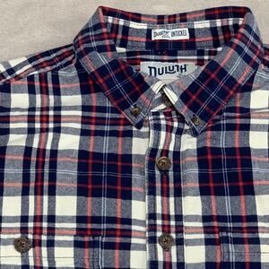 Duluth Trading Flannel Shirt Free Swingin' Untucked Mens XL TALL Plaid Red Blue
